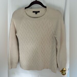 Cyrus Cream Crew Neck Sweater with Chevron Pattern- Size M